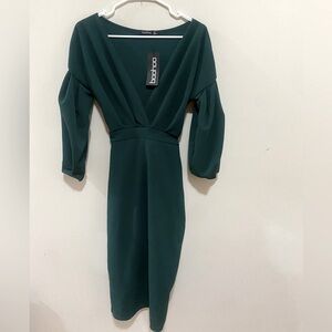 Boohoo Forest green midi body-con dress